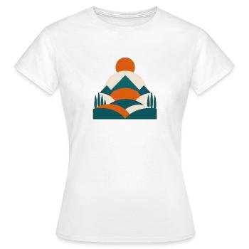 Minimalistisches Geo Landschafts Design  - Frauen T-Shirt - Weiß - Vorne - AI Model Female 172 dark (172cm)
