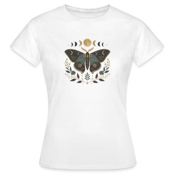 Vintage Motte & Mond – Celestial Dark Academia - Frauen T-Shirt - Weiß - Vorne - AI Model Female 172 dark (172cm)
