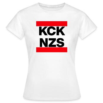 KCK NZS ! DÉCLARATION CONTRE LES NÉO-NAZIS, PLUS JAMAIS - T-shirt Femme - blanc - Devant - AI Model Female 172 dark (172cm)