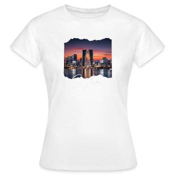 Suzhou Skyline Sunset Script - T-shirt Femme - blanc - Devant - AI Model Female 172 dark (172cm)