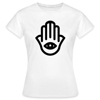 Hand von Fatma Hamsa - Frauen T-Shirt - Weiß - Vorne - AI Model Female 172 dark (172cm)