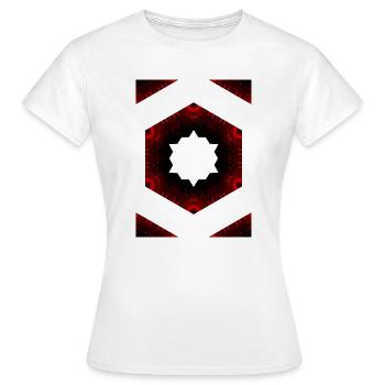 Fire Kaleidoscope Hexagon Pattern - Women's T-Shirt - white - Front - AI Model Female 172 dark (172cm)