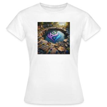 Flammenemblem im Ruinensumpf - Frauen T-Shirt - Weiß - Vorne - AI Model Female 172 dark (172cm)