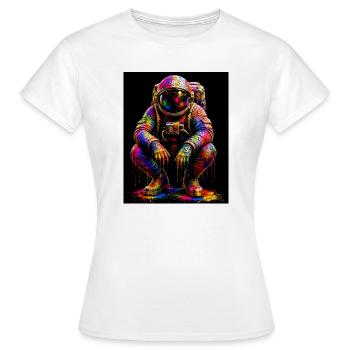 Farbenfrohe Weltraumastronautin - Frauen T-Shirt - Weiß - Vorne - AI Model Female 172 dark (172cm)