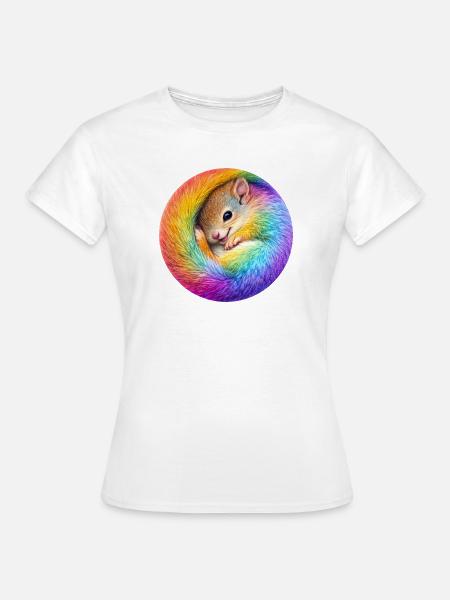 Regenbogen-Eichhörnchen - Frauen T-Shirt - Weiß