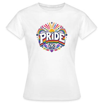 Pride Rainbow Disco CSD Saying Outfit - Women's T-Shirt - white - Front - AI Model Female 172 dark (172cm)