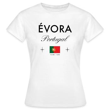Evora Portugal Koordinaten Reise Souvenir - Frauen T-Shirt - Weiß - Vorne - AI Model Female 172 dark (172cm)