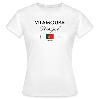 Vilamoura Portugal Koordinaten Reise Souvenir - Frauen T-Shirt - Weiß - Vorne - AI Model Female 172 dark (172cm)