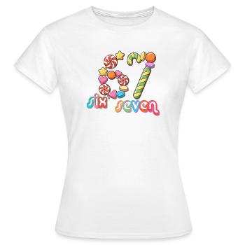 67 Meme Candy Carousel Whimsy - Frauen T-Shirt - Weiß - Vorne - AI Model Female 172 dark (172cm)