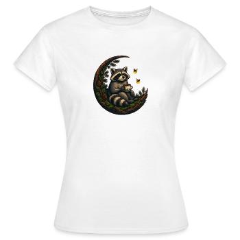 Mondwald Waschbär mit Teetasse - Frauen T-Shirt - Weiß - Vorne - AI Model Female 172 dark (172cm)