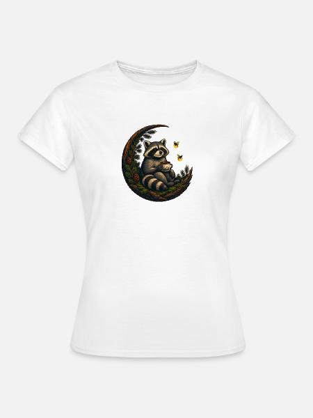 Mondwald Waschbär mit Teetasse - Frauen T-Shirt - Weiß