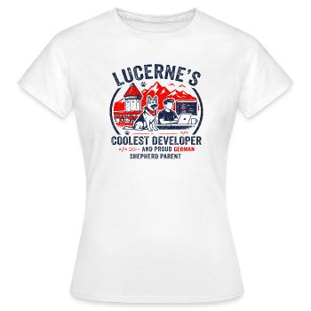 Lucerne Journalist Proud Dachshund Parent Apparel - Women's T-Shirt - white - Front - AI Model Female 172 dark (172cm)