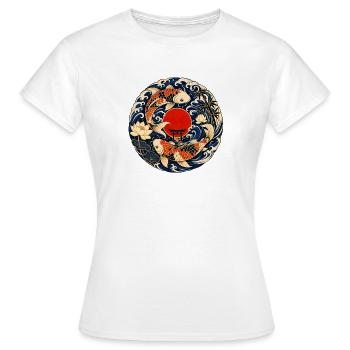 Koi im Mondkreis mit Torii - Frauen T-Shirt - Weiß - Vorne - AI Model Female 172 dark (172cm)
