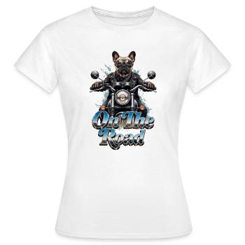 Frenchie-Biker auf der Straße – 005 - Frauen T-Shirt - Weiß - Vorne - AI Model Female 172 dark (172cm)