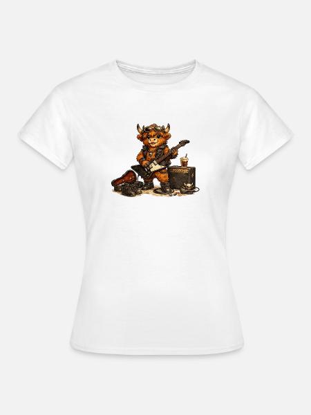 Highland Cow Rock-Star - Frauen T-Shirt - Weiß