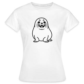 Cute Seal Line Drawing - Women's T-Shirt - white - Front - AI Model Female 172 dark (172cm)