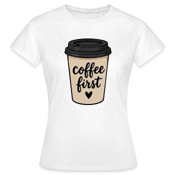 Petit autocollant mignon du premier gobelet à emporter pour le café - T-shirt Femme - blanc - Devant - AI Model Female 172 dark (172cm)