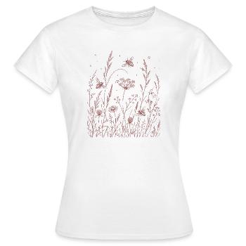 Fleurs florales avec abeilles - T-shirt Femme - blanc - Devant - AI Model Female 172 dark (172cm)