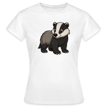Kuscheliger Dachs Maskottchen - Frauen T-Shirt - Weiß - Vorne - AI Model Female 172 dark (172cm)