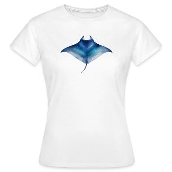 Wasserfarbener Mantarochen - Frauen T-Shirt - Weiß - Vorne - AI Model Female 172 dark (172cm)