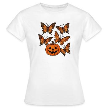 Halloween Pumpkin with Butterflies - Women's T-Shirt - white - Front - AI Model Female 172 dark (172cm)