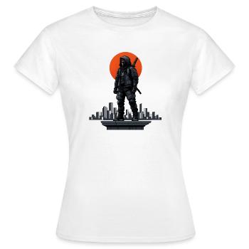 Ninja in the shadows in front of a red skyline - Women's T-Shirt - white - Front - AI Model Female 172 dark (172cm)