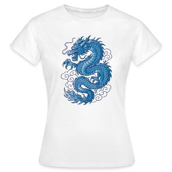 Blauer Asiatischer Drache Tattoo Design - Frauen T-Shirt - Weiß - Vorne - AI Model Female 172 dark (172cm)