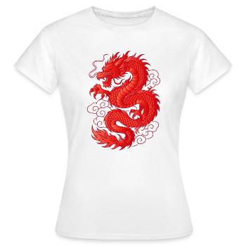 Roter Asiatischer Drache Tattoo Design - Frauen T-Shirt - Weiß - Vorne - AI Model Female 172 dark (172cm)