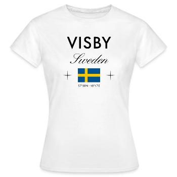 Visby, Suède, Coordonnées Souvenir de voyage - T-shirt Femme - blanc - Devant - AI Model Female 172 dark (172cm)