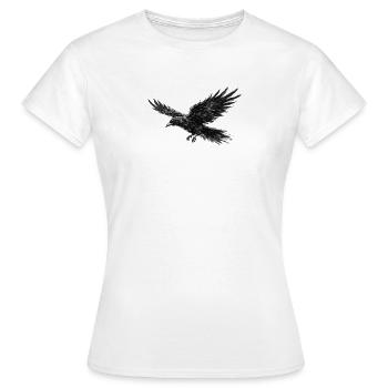 Flying Raven Gotische Grafik - Frauen T-Shirt - Weiß - Vorne - AI Model Female 172 dark (172cm)
