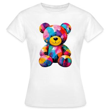 Ours en peluche coloré dans le style pop art - T-shirt Femme - blanc - Devant - AI Model Female 172 dark (172cm)
