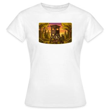 Waldjagd Aussichtsturm - Frauen T-Shirt - Weiß - Vorne - AI Model Female 172 dark (172cm)