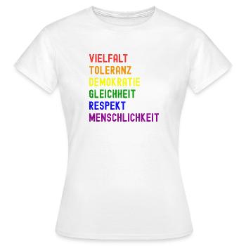 Vielfalt Toleranz Demokratie - Frauen T-Shirt - Weiß - Vorne - AI Model Female 172 dark (172cm)
