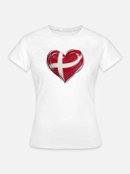 Danemark Herz Flagge - Dame-T-shirt - hvid