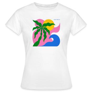 Palmier abstrait & soleil : design estival - T-shirt Femme - blanc - Devant - AI Model Female 172 dark (172cm)