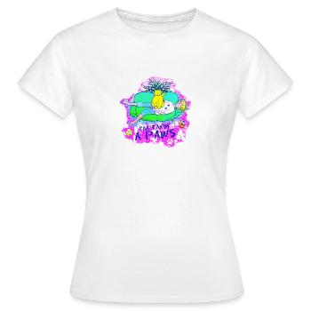 Je prends un Paws : Cat qui fait des biscuits - T-shirt Femme - blanc - Devant - AI Model Female 172 dark (172cm)