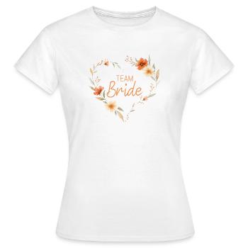 Team bride! Boho Blumen Herz - Frauen T-Shirt - Weiß - Vorne - AI Model Female 172 dark (172cm)