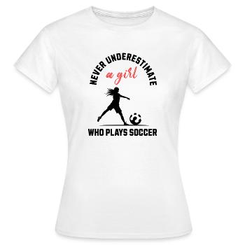 Pouvoir féminin du football - T-shirt Femme - blanc - Devant - AI Model Female 172 dark (172cm)