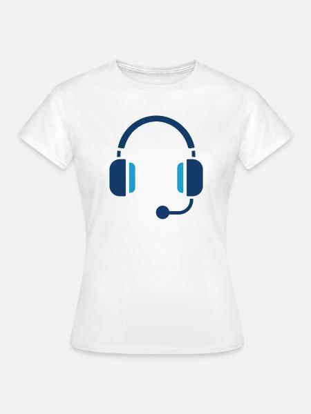 Headset-Kundensupport-Zeilen-Symbol - Frauen T-Shirt - Weiß