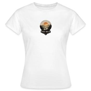 Stay Wild – Into the Wild | Extérieur vintage - T-shirt Femme - blanc - Devant - AI Model Female 172 dark (172cm)