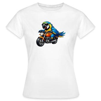 Parrot on the motorcycle - Women's T-Shirt - white - Front - AI Model Female 172 dark (172cm)
