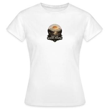 Prenez la route pittoresque – et explorez - T-shirt Femme - blanc - Devant - AI Model Female 172 dark (172cm)