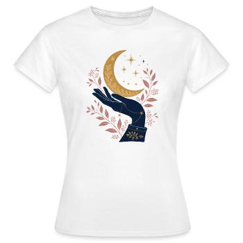 Main Mystique avec Lune – Design Gothique Céleste - T-shirt Femme - blanc - Devant - AI Model Female 172 dark (172cm)