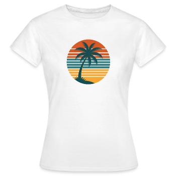 Coucher de soleil rétro avec palmier – Années 70 vintage - T-shirt Femme - blanc - Devant - AI Model Female 172 dark (172cm)