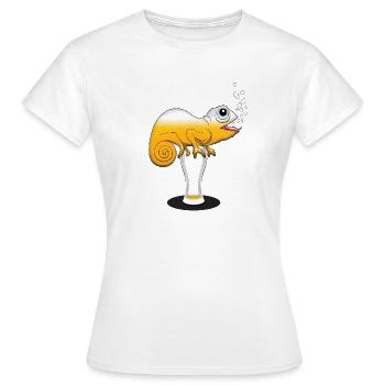 Bier trinkendes Chamäleon - Frauen T-Shirt - Weiß - Vorne - AI Model Female 172 dark (172cm)
