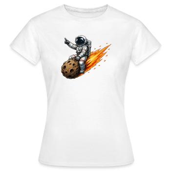 Astronaut hits meteor rocket - Women's T-Shirt - white - Front - AI Model Female 172 dark (172cm)