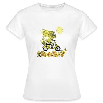 Monsieur Jaune à moto - T-shirt Femme - blanc - Devant - AI Model Female 172 dark (172cm)