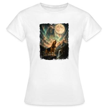 Bloodhound hurlant à la lune - Papa de chien Maman de chien - T-shirt Femme - blanc - Devant - AI Model Female 172 dark (172cm)