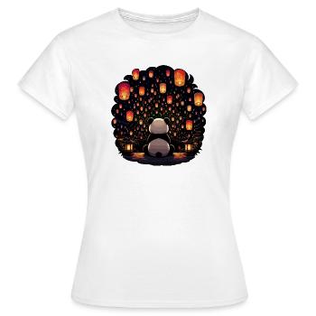 Festival des Lanternes de Panda au clair de lune - T-shirt Femme - blanc - Devant - AI Model Female 172 dark (172cm)