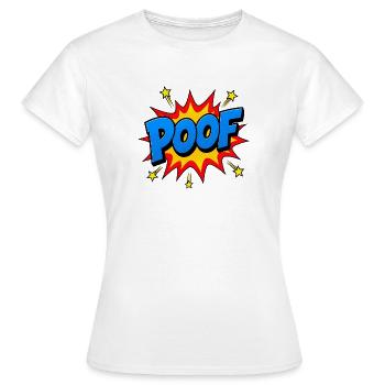 POOF Comic Lettering – Explosion d’action pop art - T-shirt Femme - blanc - Devant - AI Model Female 172 dark (172cm)